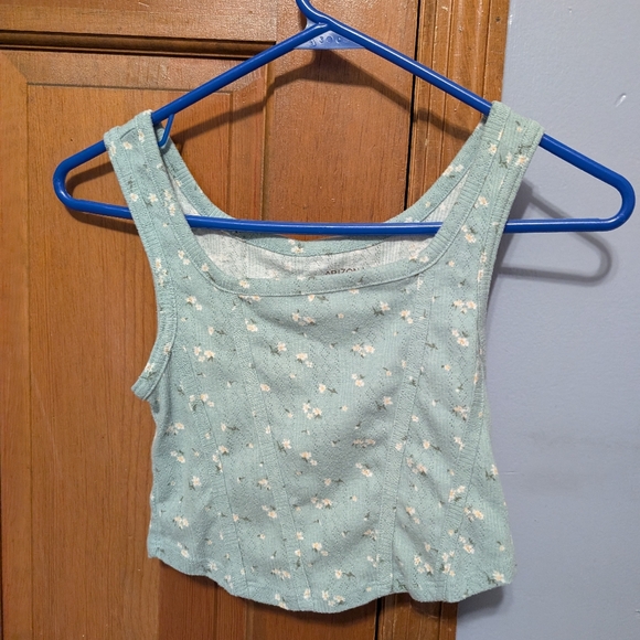 Mint Floral Crop Tank Top - Picture 1 of 2